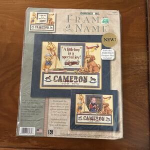 NEW DIMENSIONS FRAME A NAME PUPPY DOG BEAR ROCKING HORSE COUNTED CROSS STITCH